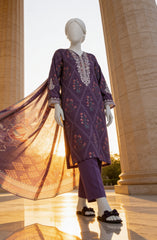 EMBROIDERED PRINTED LAWN STITCHED 3 PIECE