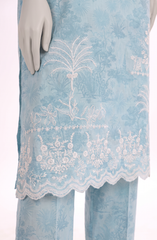 EMBROIDERED PRINTED CAMBRIC STITCHED 2 PIECE