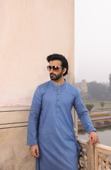 SUMMER'22 MEN KURTA PRINTED BLUE