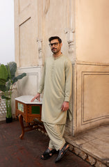 FESTIVE'22 MEN KAMEEZ SHALWAR FORMAL LIGHT OLIVE