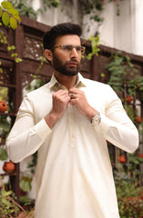 SUMMER'22 MEN CASUAL STYLING KAMEEZ SHALWAR CREAM