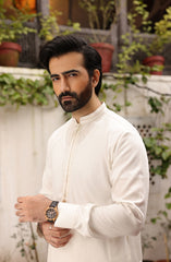 EID FESTIVE'22 MEN KAMEEZ SHALWAR FORMAL OFF WHITE