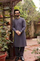 SUMMER'22 MEN CASUAL EMBROIDERY KAMEEZ SHALWAR GREY