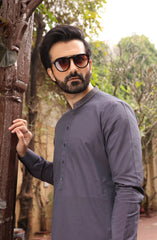 SUMMER'22 MEN CASUAL EMBROIDERY KAMEEZ SHALWAR PURPLE