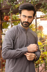 SUMMER'22 MEN CASUAL EMBROIDERY KAMEEZ SHALWAR CHARCOAL