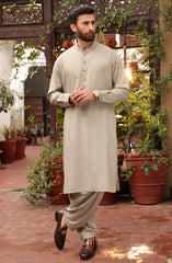 SUMMER'22 MEN CASUAL STYLING KAMEEZ SHALWAR LIGHT OLIVE