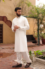 SUMMER'22 MEN FORMAL EMBROIDERY KAMEEZ SHALWAR OFF WHITE