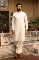 FESTIVE'22 MEN KAMEEZ SHALWAR SEMI FORMAL CREAM