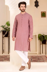 MEN KURTA PLAIN LIGHT MAROON (6655143477422)