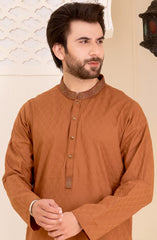 MEN KURTA PLAIN BROWN (6657161134254)