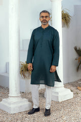 MEN KURTA PLAIN DARK GREEN