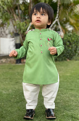 EID FESTIVE'22 INFANT CASUAL KURTA GREEN