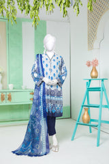 WOMEN ENCHANTED BLUE PRINTED 2PC UNSTITCHED