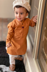 INFANT SEMI FORMAL KAMEEZ SHALWAR RUST