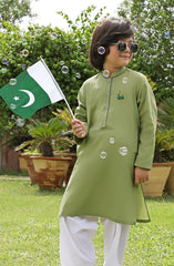 TARZ-E-PAKISTAN BOYS CASUAL STYLING KURTA LIGHT GREEN
