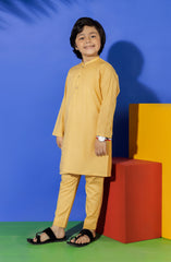 SUMMER'23 BOYS PLAIN KURTA PAJAMA YELLOW