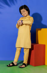 SUMMER'23 BOYS PLAIN KURTA PAJAMA YELLOW