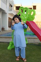 SUMMER'22 BOYS PLAIN KAMEEZ SHALWAR LIGHT BLUE