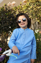 SUMMER'22 BOYS PLAIN KAMEEZ SHALWAR LIGHT BLUE