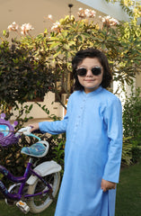 SUMMER'22 BOYS PLAIN KAMEEZ SHALWAR LIGHT BLUE