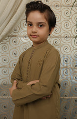 SUMMER'22 BOYS SEMI FORMAL EMBROIDEREY KAMEEZ SHALWAR OLIVE