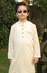 SUMMER'22 BOYS SEMI FORMAL STYLING KAMEEZ SHALWAR OFF WHITE