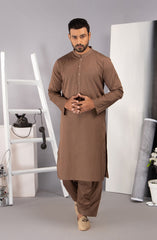 MEN KAMEEZ SHALWAR PLAIN BROWN