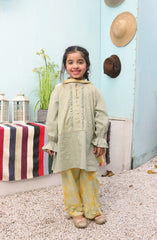 SUMMER'22 GIRLS FLORAL STAMPS 3PC STITCHED SUIT