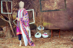 WOMEN PERSIAN WINDMILL EMBROIDERED STITCHED 3PC SUIT