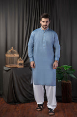 MEN KURTA SEMI FORMAL BLUE (6633878257838)
