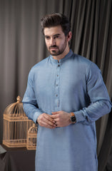 MEN KURTA SEMI FORMAL BLUE (6633878257838)