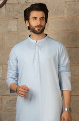 MEN KURTA PLAIN SKY BLUE (6675317555374)
