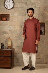 MEN KURTA PLAIN BROWN