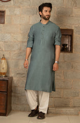 MEN KURTA PLAIN CHARCOAL (6675474514094)