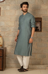 MEN KURTA PLAIN CHARCOAL (6675474514094)