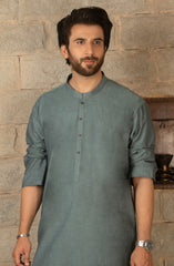 MEN KURTA PLAIN CHARCOAL (6675474514094)