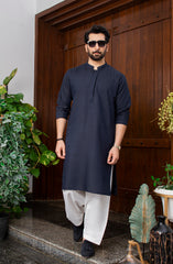 MEN KURTA PLAIN NAVY BLUE