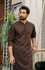 MEN KURTA PLAIN DARK BROWN