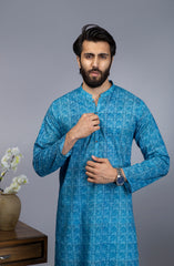 MEN KURTA CASUAL SKY BLUE (6654690656430)