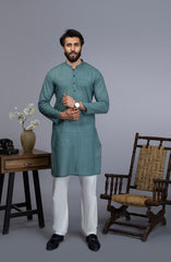 MEN KURTA CASUAL GREEN (6654686265518)