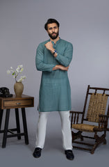 MEN KURTA CASUAL GREEN (6654686265518)
