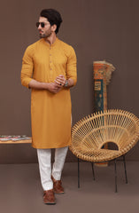 FESTIVE'23 MEN KURTA CASUAL MUSTARD