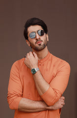 FESTIVE'23 MEN KURTA SEMI FORMAL ORANGE