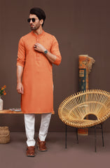 FESTIVE'23 MEN KURTA SEMI FORMAL ORANGE