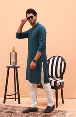 FESTIVE'23 MEN KURTA CASUAL DEEP TEAL