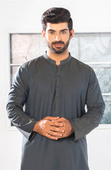 MEN KURTA PLAIN DARK GREEN (6848075333806)