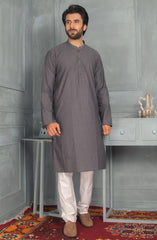 MEN KURTA PLAIN GREY (6978070118574)