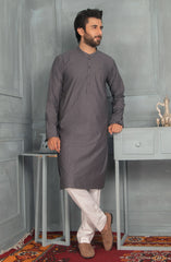 MEN KURTA PLAIN GREY (6978070118574)