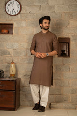 MEN KURTA PLAIN BROWN (7041837924526)