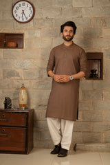 MEN KURTA PLAIN BROWN (7041837924526)